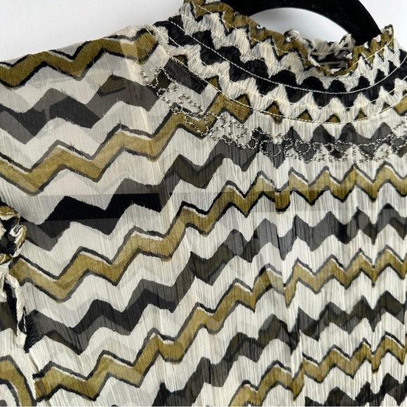 HD In Paris Anthropologie Sierade Zigzag Mini Ruffle Smocked Dress A| US Size 6 - Picture 5 of 11